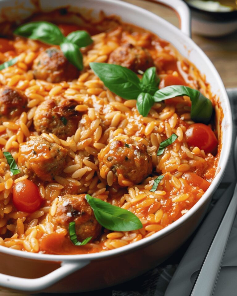 Baked Orzo Delight With Savory Meatballs Recipe