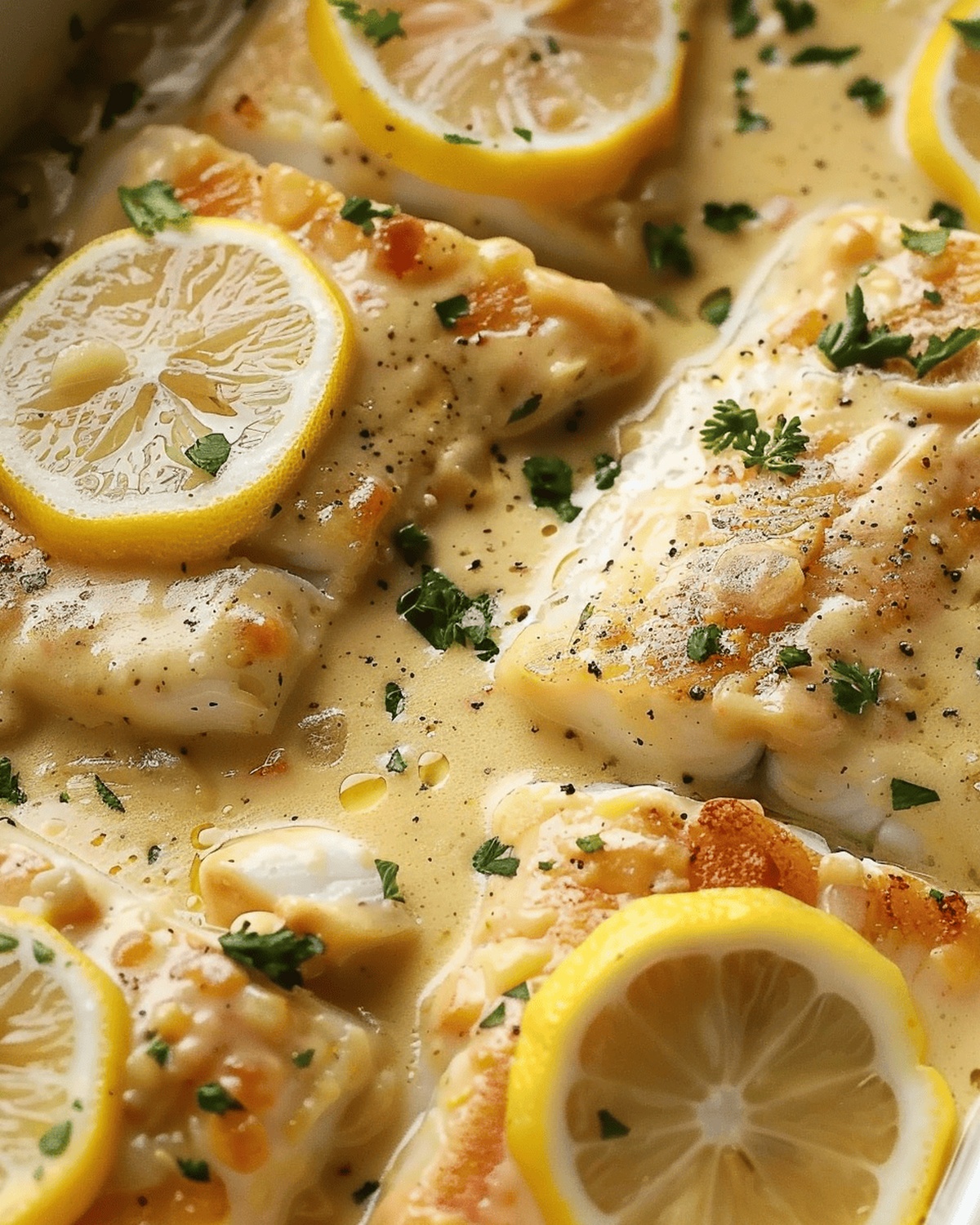 Baked Fish With Creamy Lemon Sauce Recipe