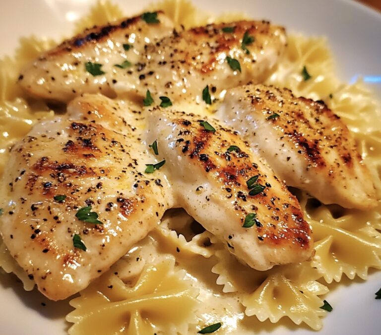 Zesty Lemon Garlic Chicken With Silky Bowtie Pasta Recipe