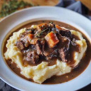 Hearty Beef And Gravy With Fluffy Mashed Potato Pillows Recipe