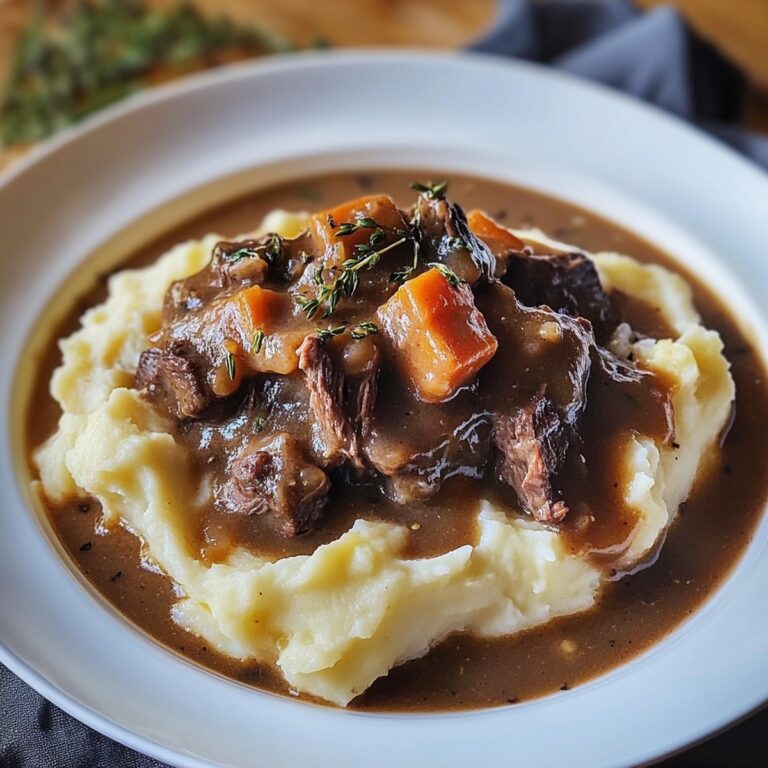 Hearty Beef And Gravy With Fluffy Mashed Potato Pillows Recipe