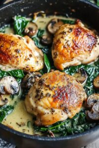 Chicken Spinach And Mushroom Low Carb Oven Dish Recipe