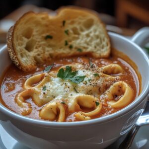Slow Cooker Tomato Tortellini Soup With Cheddar And Toast Bites Recipe