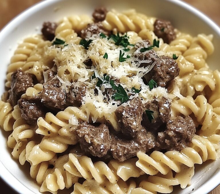 Creamy Beef And Rotini In Garlic Parmesan Sauce Recipe