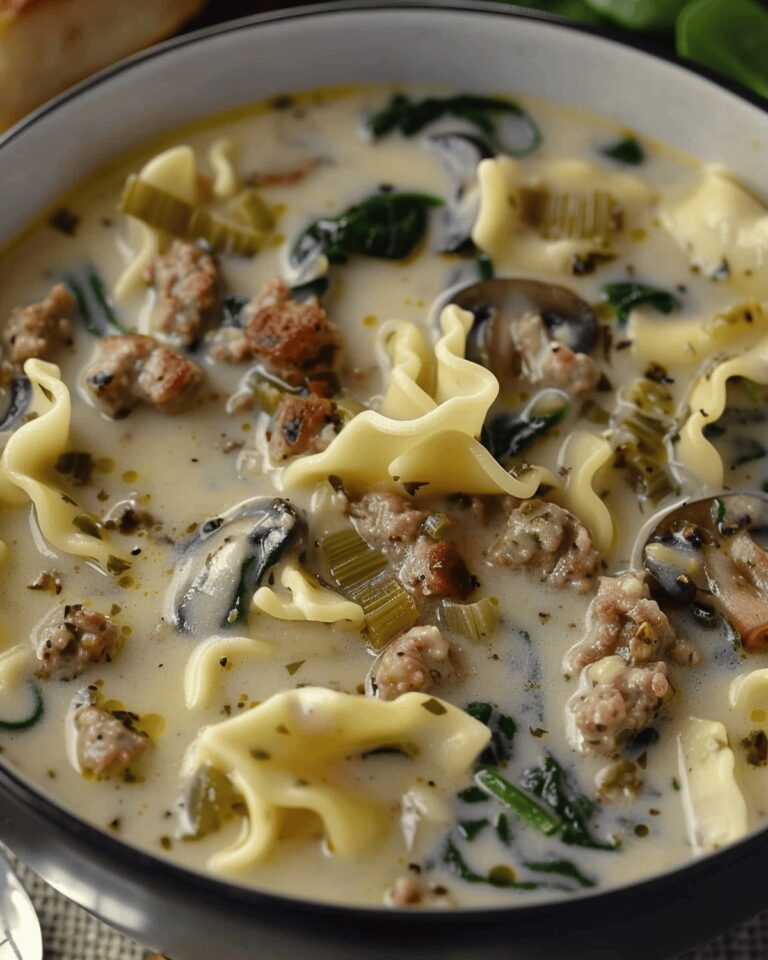 Creamy Spinach Sausage Lasagna Soup Recipe