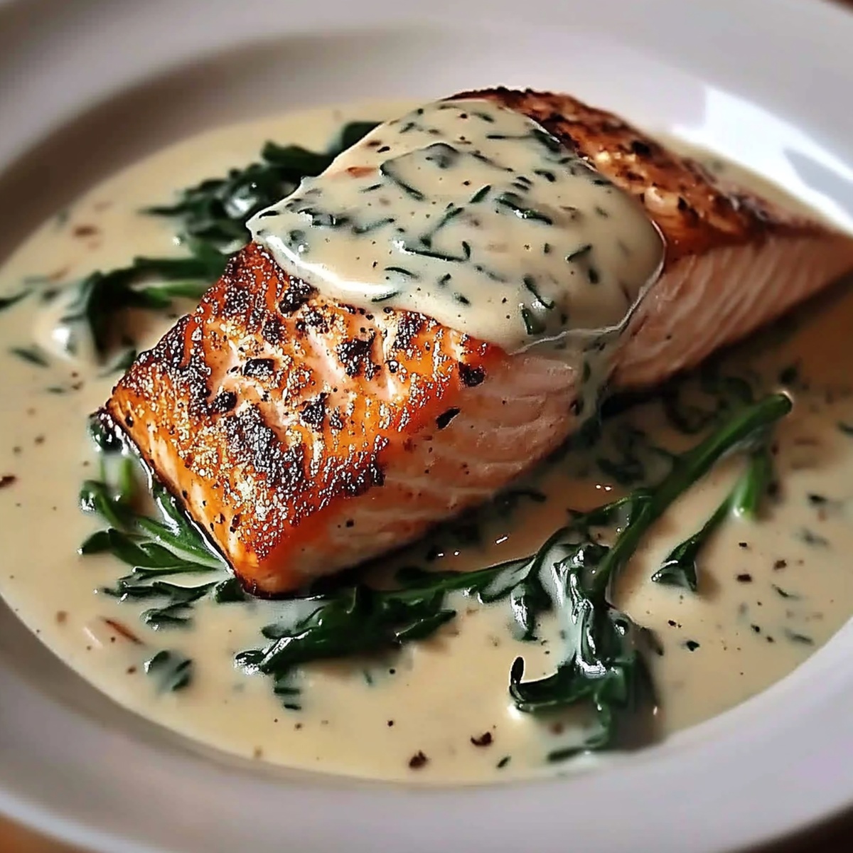 Succulent Salmon With A Florentine Sauce Recipe