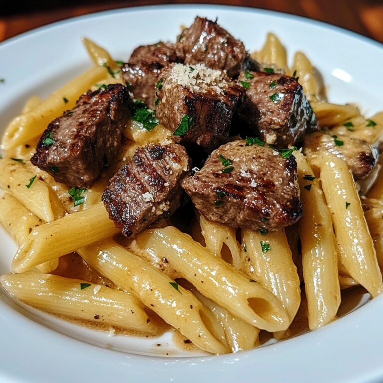 Succulent Steak Bites And Penne In Garlic Parmesan Sauce Recipe