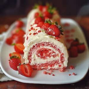Luscious Strawberry Birthday Cake Roll Recipe