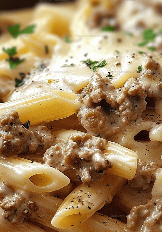 How to Prepare Cheesy Beef Penne