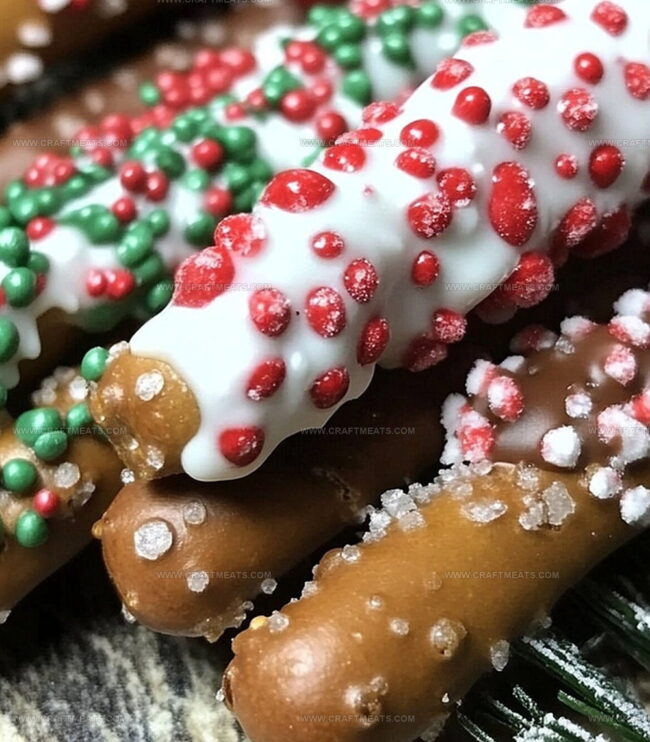 Steps To Make Christmas Pretzel Rods Recipe Look Festive