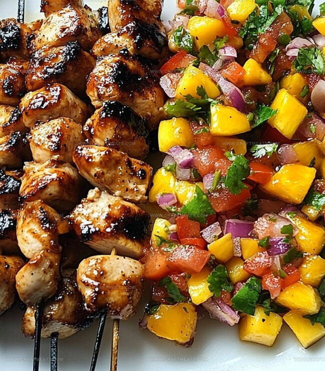 Fire Up Spicy Honey Garlic Chicken Skewers With Mango Salsa