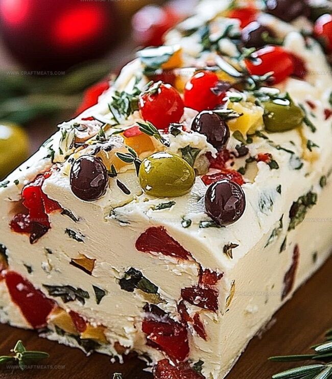 Instructions For Festive Holiday Antipasto Cream Cheese Log