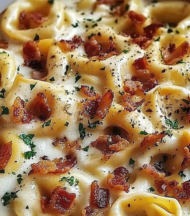 How To Make Cheesy Alfredo Tortellini Bake With Crispy Bacon Crumble