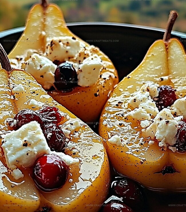 Steps To Make Baked Pears With Feta Honey And Cranberries