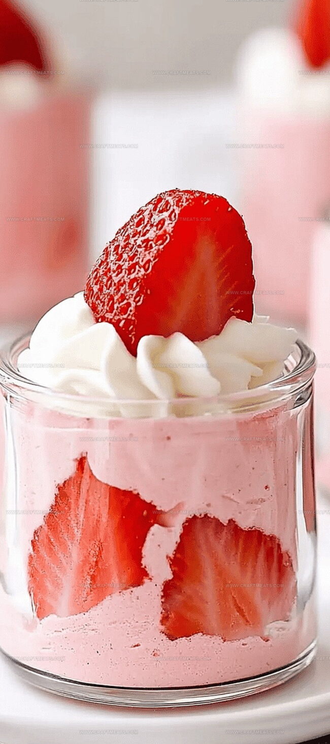 Strawberry Mousse Layers Lightness with Sweet Fruit Flavor