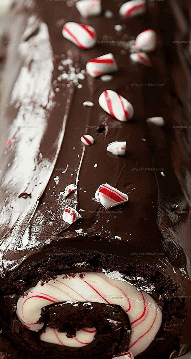 Peppermint Chocolate Roll Cake Highlights
