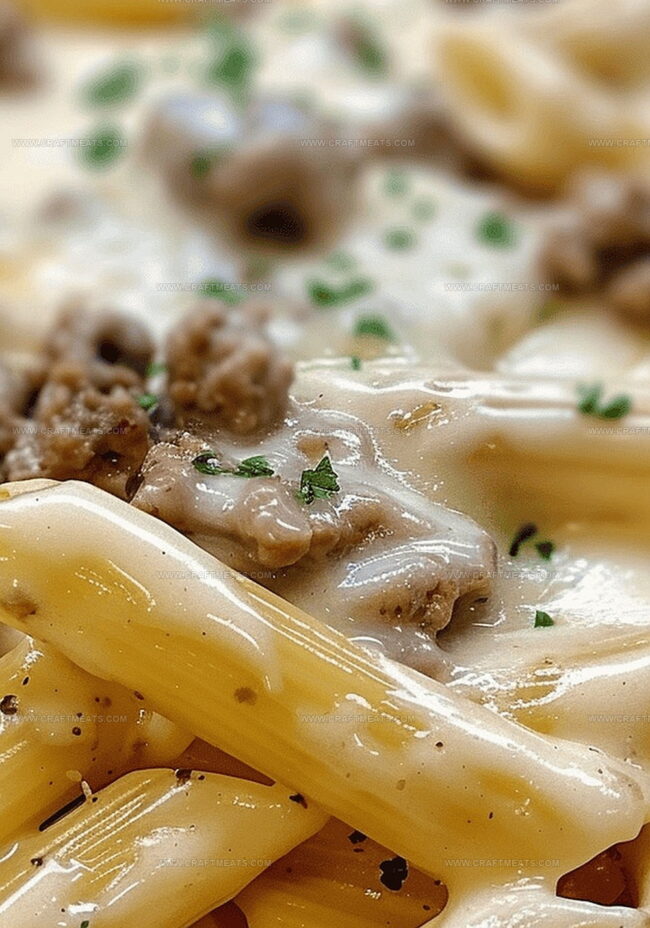 Making Creamy Beef Penne with Garlic Butter – Step by Step