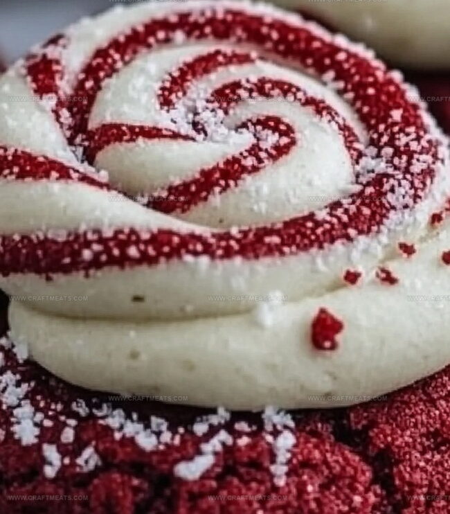 Steps To Bake Peppermint Red Velvet Blossom Cookies