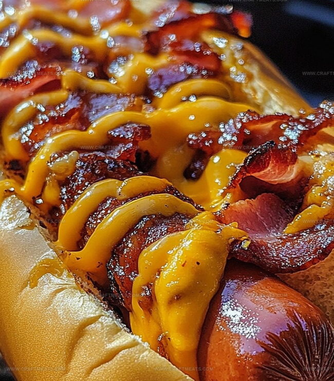 Instructions For BBQ Bacon-Wrapped Cheddar Hot Dog Delights