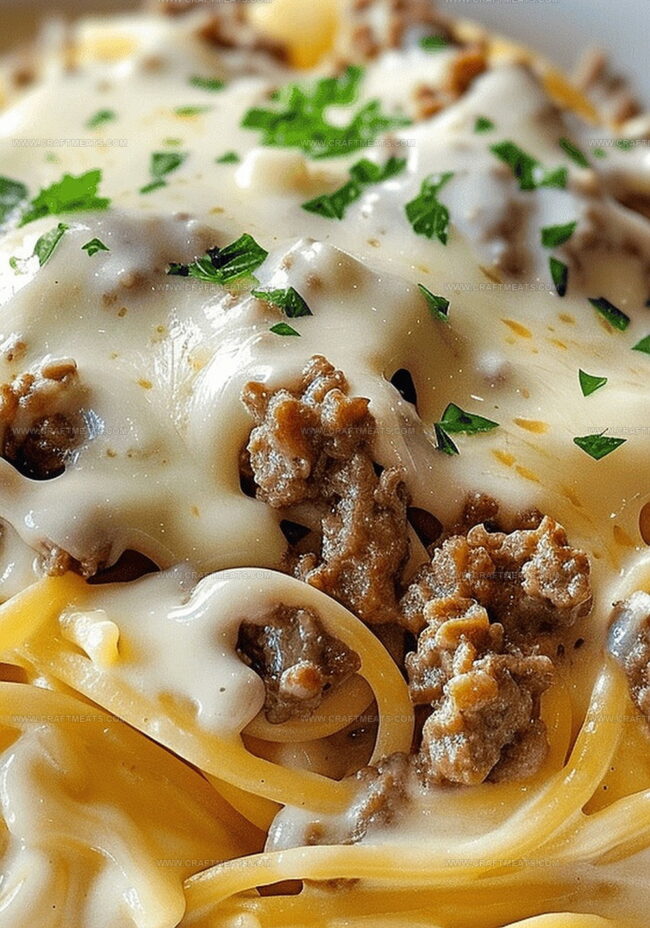 Instructions for Cheesy Beef Linguine Delight