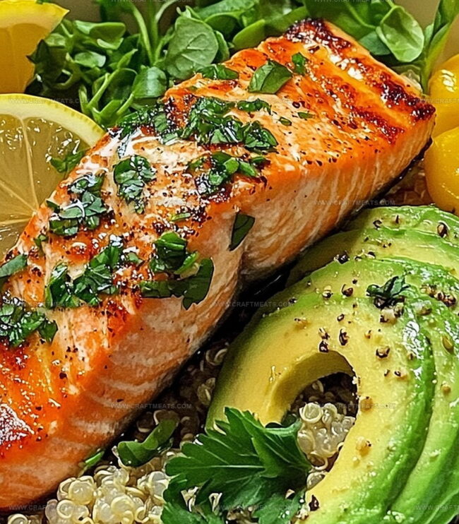 Instructions For Lemon Herb Salmon And Avocado Quinoa Bowl
