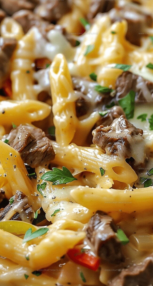 Cheesy Steak Pasta with a Creamy Twist