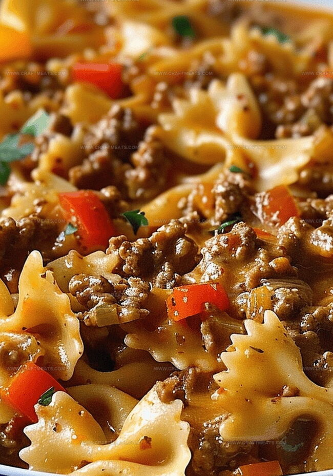 Instructions for Creamy Cheesy Beef Pasta Delight