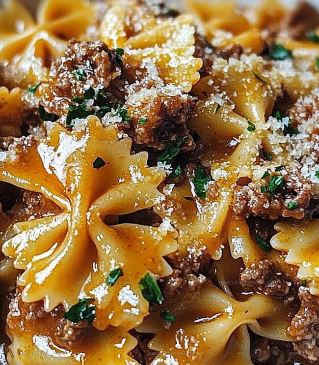 Steps To Cook Cheesy Beef And Bowtie Pasta In Garlic Butter