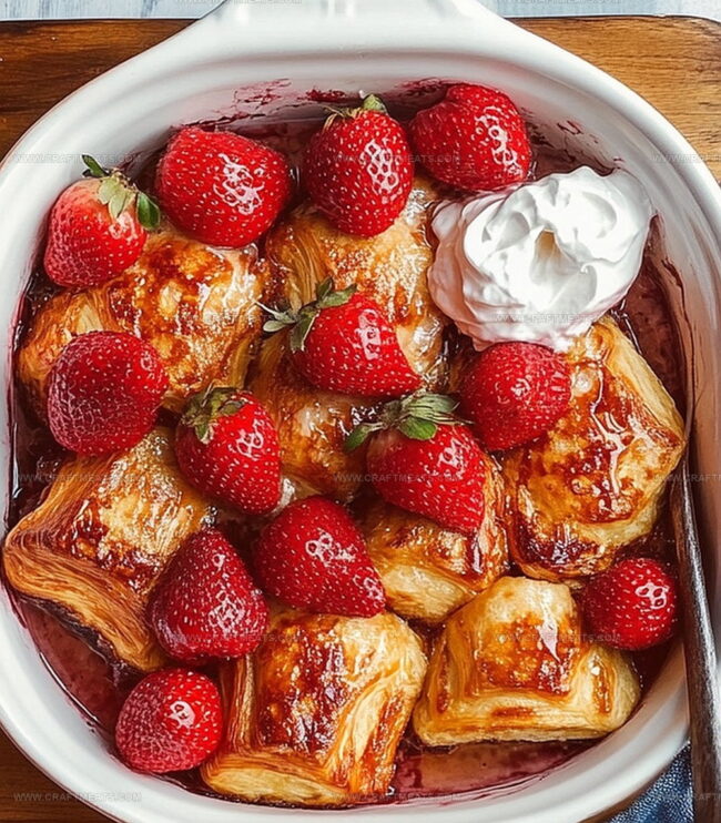 Steps To Make Croissant Baked French Toast With Strawberries And Cream Cheese