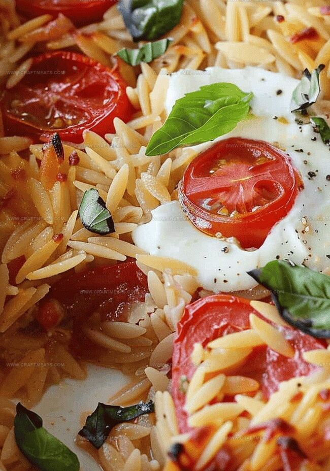 Instructions for Caprese Orzo Bake